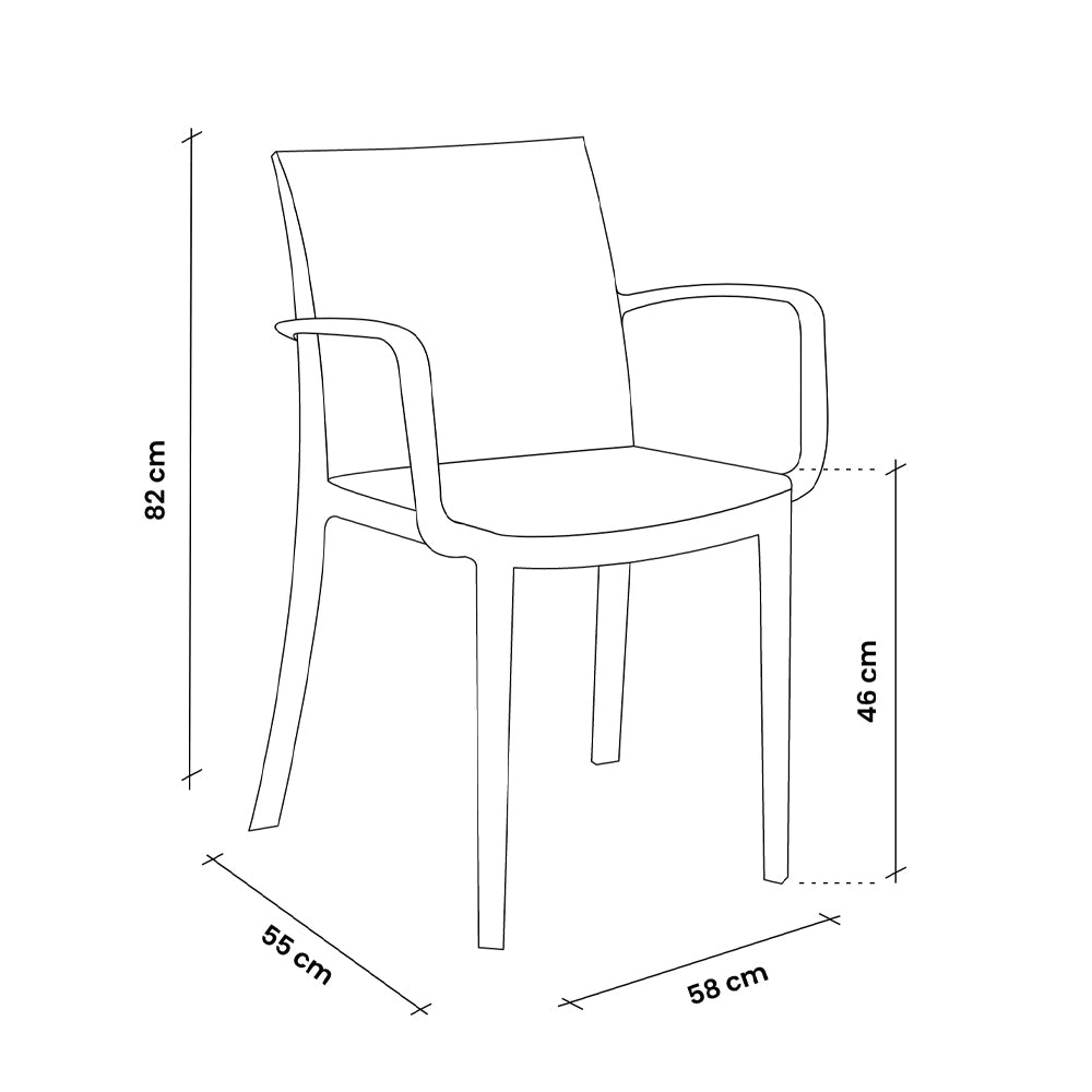 Bica Matrix Chaise d'extérieur empilable avec accoudoirs en polypropylène