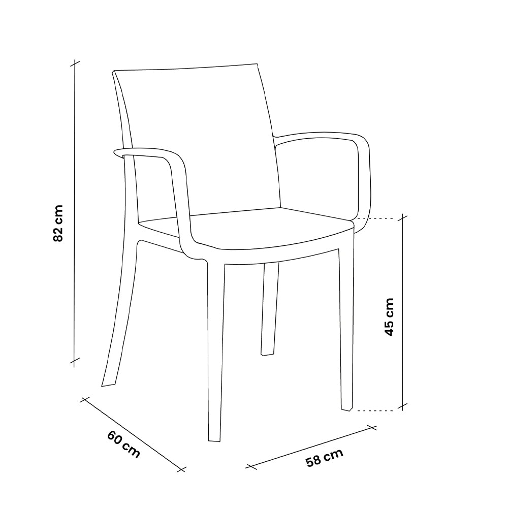 Bica Kyara Chaise d'extérieur empilable avec accoudoirs en polypropylène