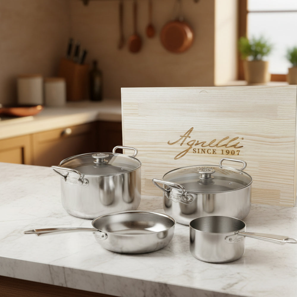 Agnelli Alu-Inox 3-Ply Alu-Inox Inductie Kookgarnituur Set van 6 St.