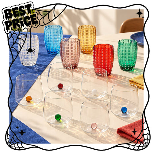 Zafferano Bilia e Perle – La Tavola a Colori, Set 12 Bicchieri