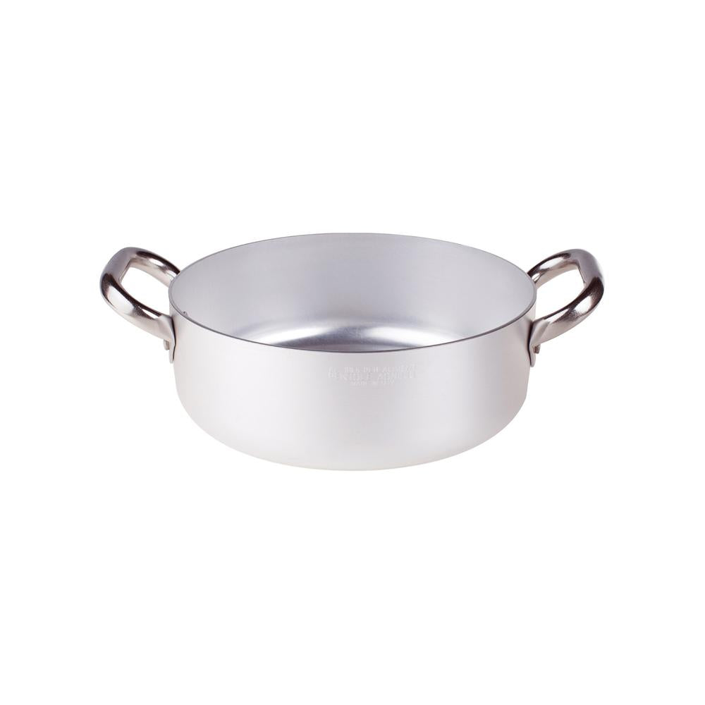 Agnelli Alluminio 3mm Professionale Casseruola Bassa Con 2 Maniglie Inox