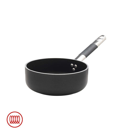 Agnelli AlBlack Casseruola Bassa Induzione In Alluminio Antiaderente 5mm Con Manico Cool Inox