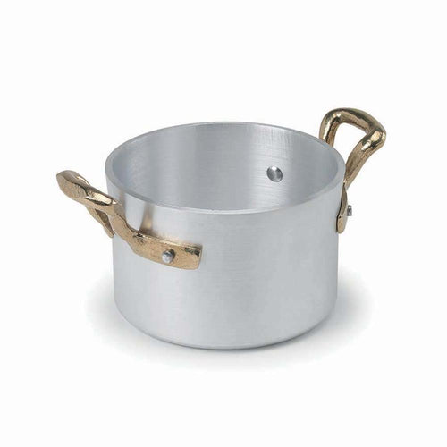 10 cm - Agnelli 1932 Tischservice Einzelportion Hoher Mini-Topf Aus Aluminium mit Griffen In Ottone