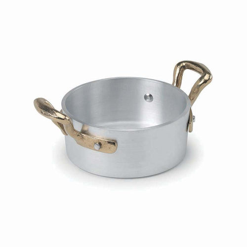 10 cm - Agnelli 1932 Tischservice Einzelportion Flacher Mini-Topf Aus Aluminium mit Griffen In Ottone