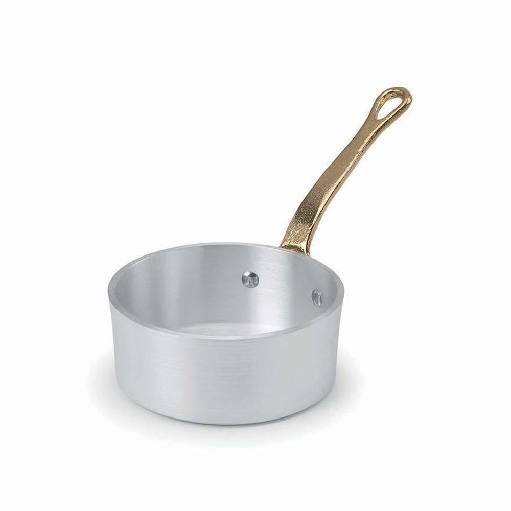 10 cm - Agnelli 1932 Tischservice Einzelportion Flacher Mini-Topf Aus Aluminium mit Griff In Ottone