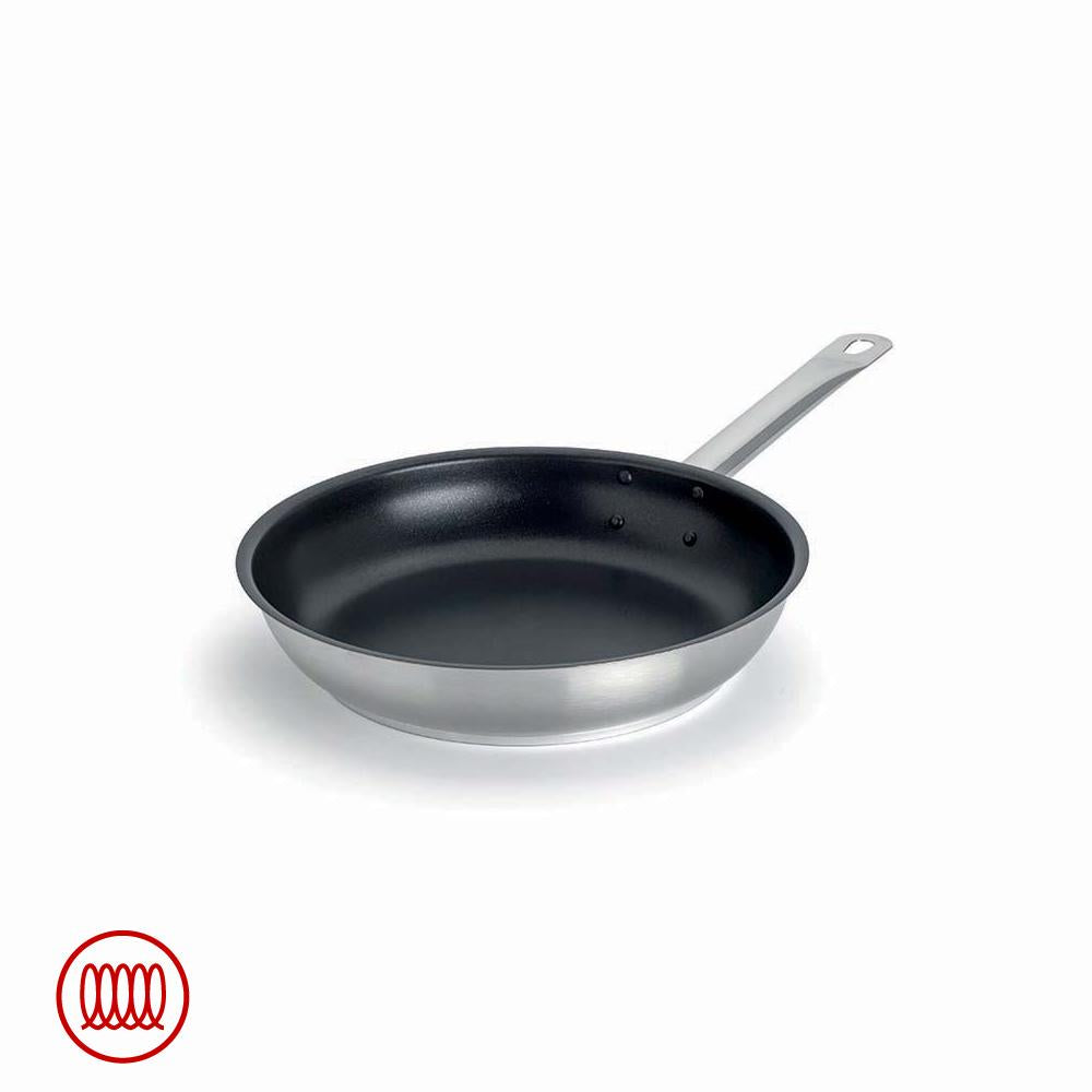 Agnelli Acciaio Inox Platinum Poêle Basse Induction Antiadhésive Avec Manche
