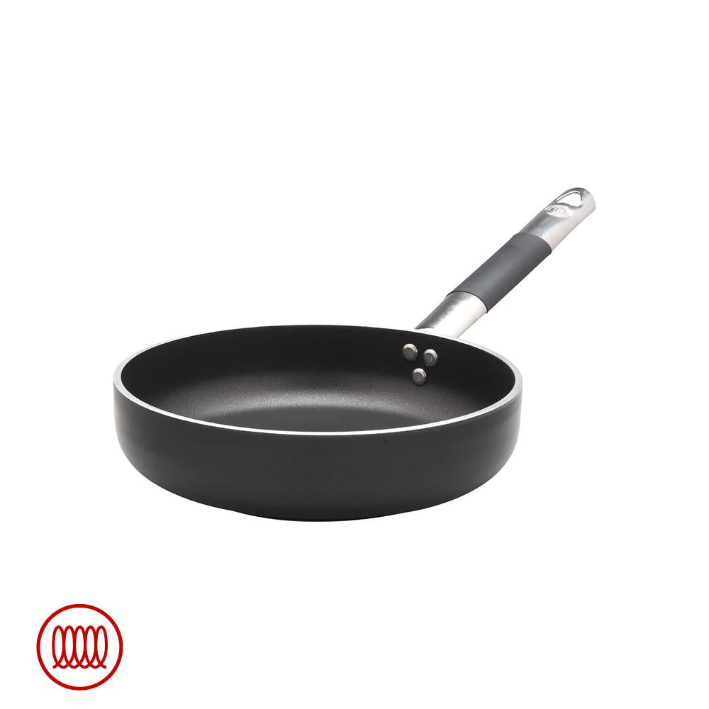 Agnelli AlBlack Poêle Haute Sauté Induction en Aluminium Antiadhésif 5mm avec Manche Cool Inox