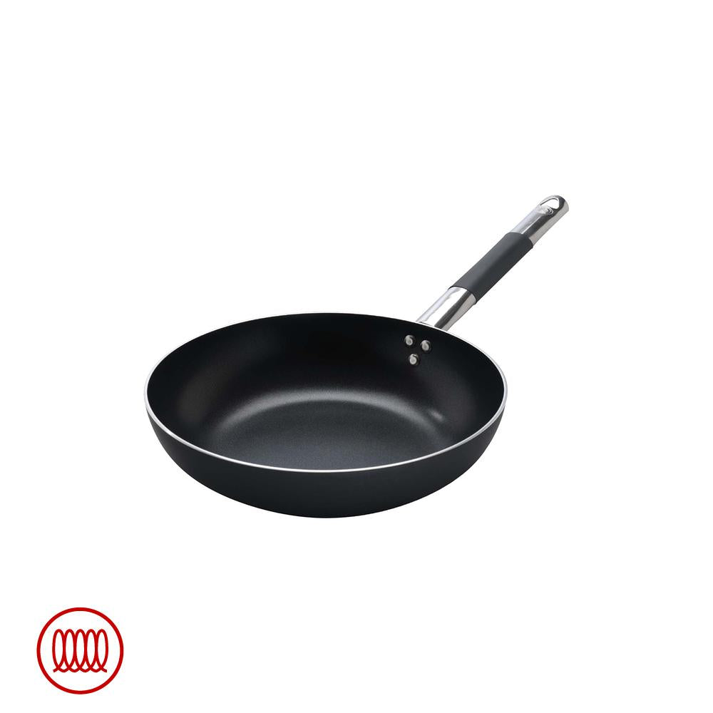 Agnelli AlBlack Hohe ausgestellte Induktionspfanne aus Antihaft-Aluminium 5mm mit Cool-Edelstahlgriff