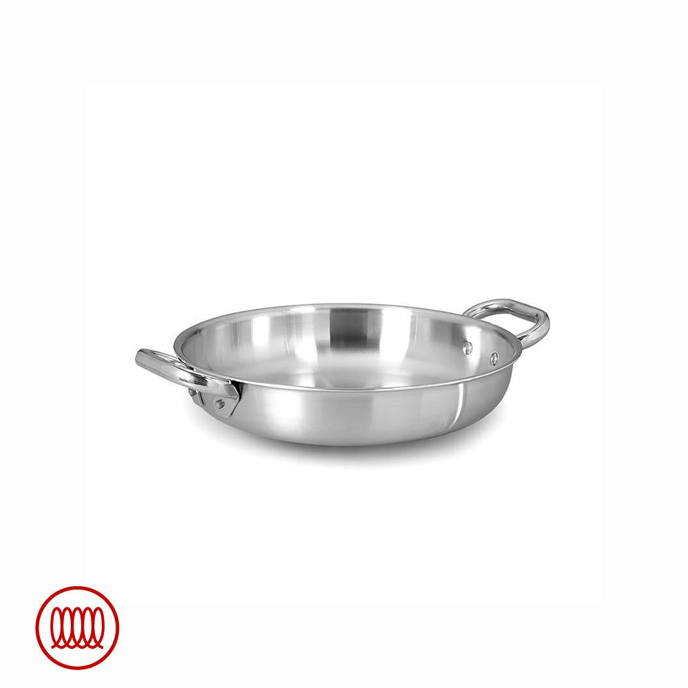 Agnelli Alu-Inox 3-ply Sauteuse Basse Induction avec Deux Anses en AluInox Satiné