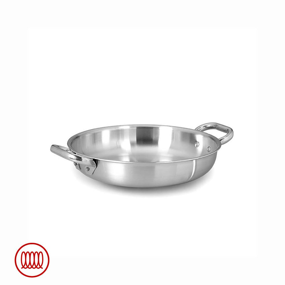 Agnelli Alu-Inox 3-ply Sauteuse Basse Induction avec Deux Anses en AluInox Satiné