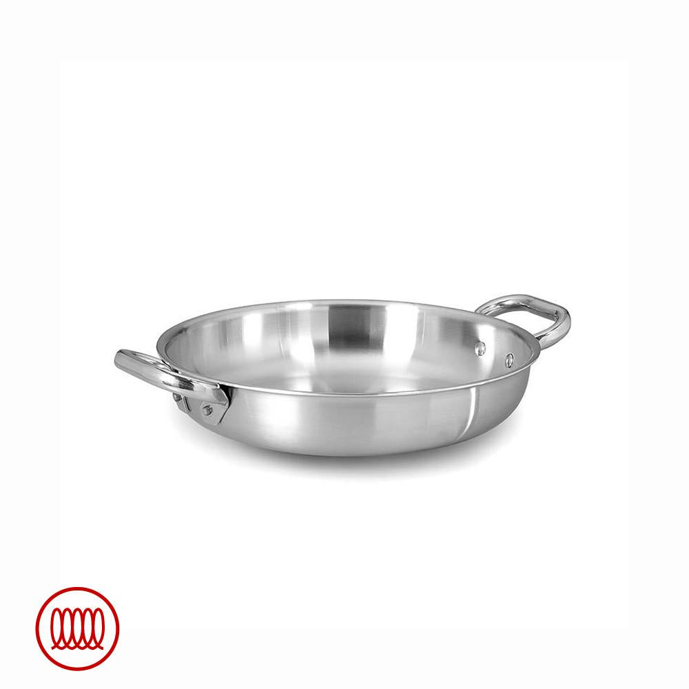 Agnelli Alu-Inox 3-ply Sauteuse Basse Induction avec Deux Anses en AluInox Satiné