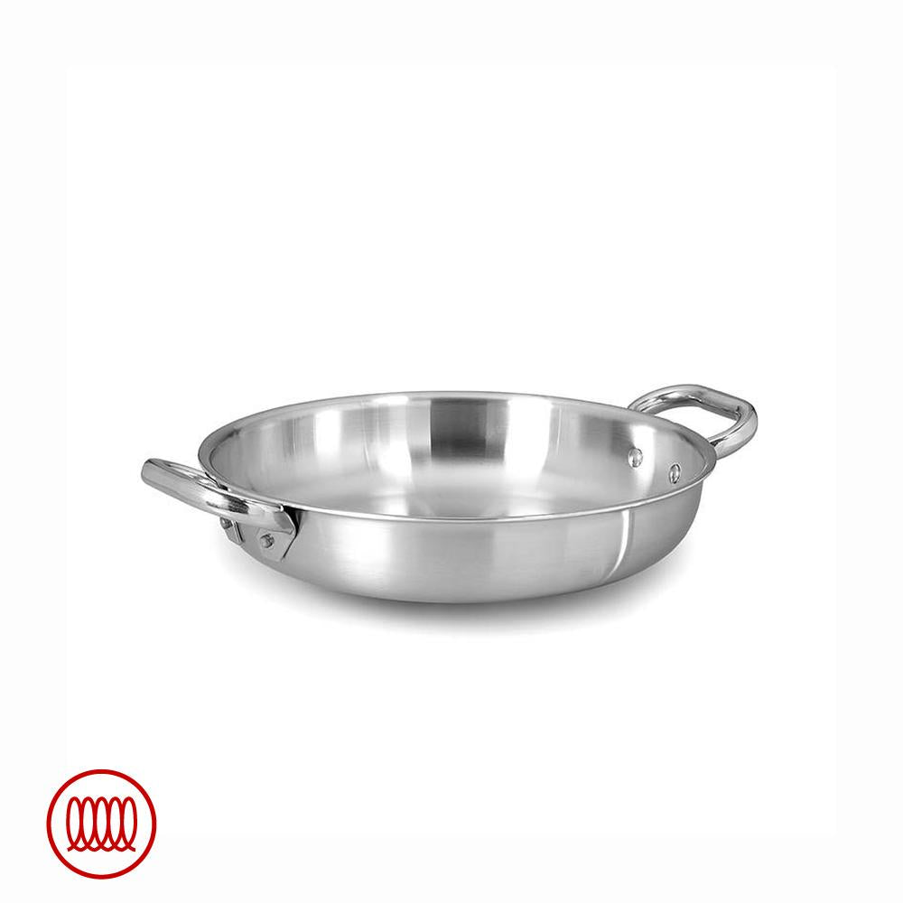 Agnelli Alu-Inox 3-ply Sauteuse Basse Induction avec Deux Anses en AluInox Satiné
