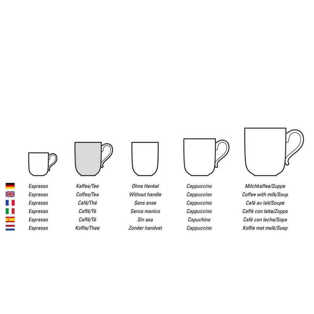 12 cl - Villeroy & Boch Mariefleur Gris Basic Tasse Thé En Porcelaine Premium - Set 6 Pcs