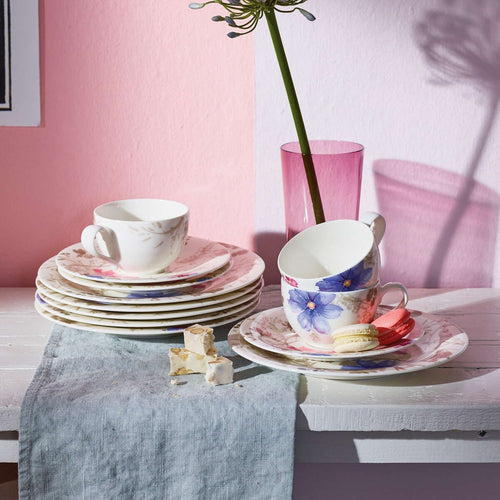 16.7 cm - Villeroy & Boch Mariefleur Gris Basic Piattino Tazzina Caffè In Porcellana Premium - Set 6 Pz