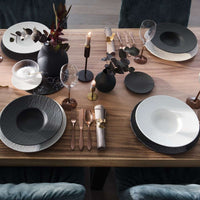 28 cm - Villeroy & Boch Manufacture Rock Blanc Piatto Pasta In Porcellana - Set 6 Pz