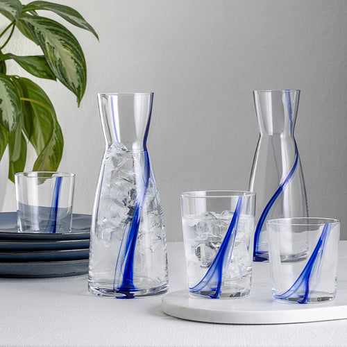 35.5 cl - Bormioli Rocco Stria Blu Tarro de agua de vidrio - Set de 12 pz