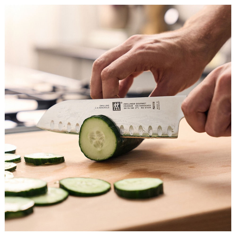 18 cm - Zwilling Gourmet Santoku Mes Met Kuiltjes In Roestvrij Staal