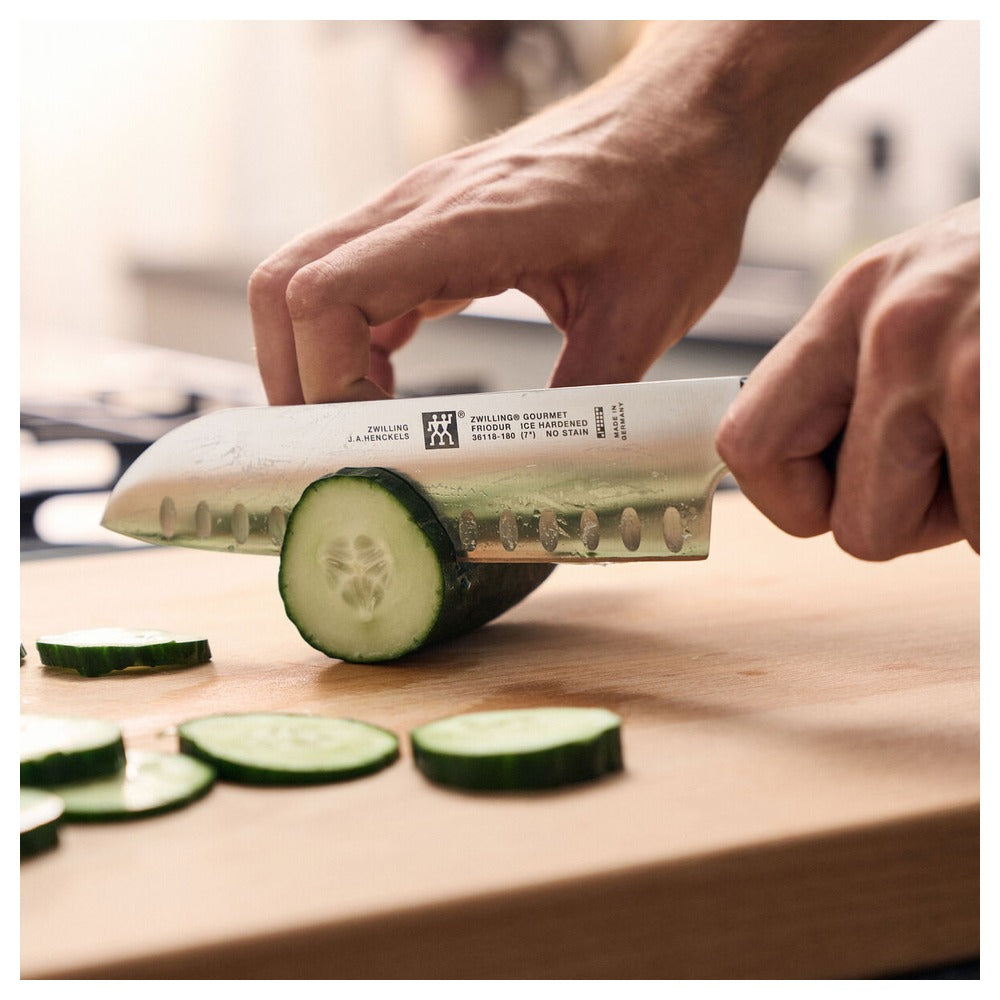 18 cm - Zwilling Gourmet Santoku Mes Met Kuiltjes In Roestvrij Staal