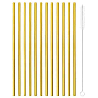 21 5 Cm Paderno Straight Reusable Stainless Steel Straws With Cleaning Brush Set of 12 Pcs