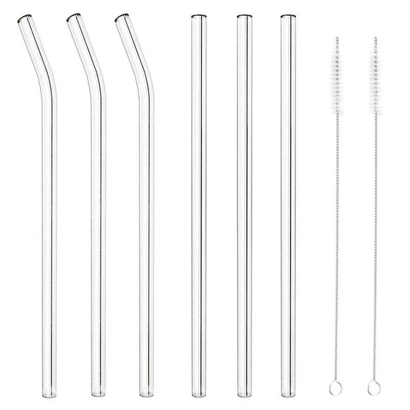21.5 cm Paderno 8 mm reusable glass straws set of 8