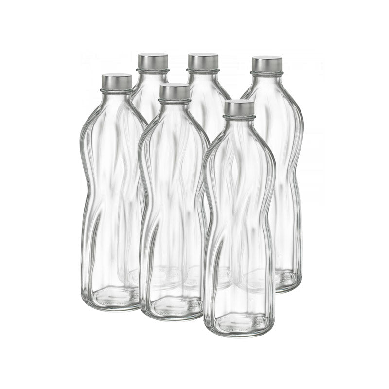1 Litro Bormioli Rocco Aqua Waterfles van glas Set van 6 stuks