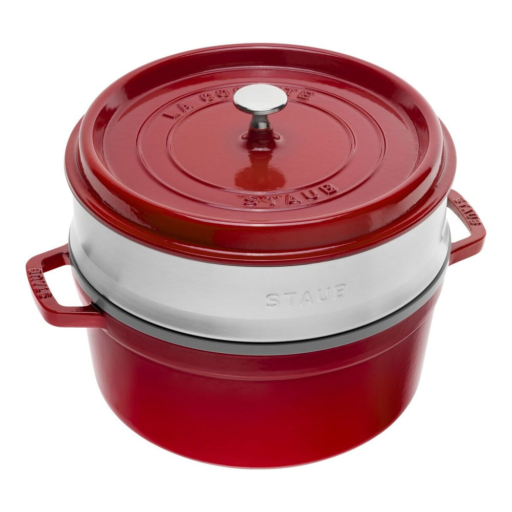 26 cm - Staub Runde Emaillierte Gusseisen-Cocotte Mit Dämpfkorb