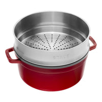 26 cm - Staub Runde Emaillierte Gusseisen-Cocotte Mit Dämpfkorb