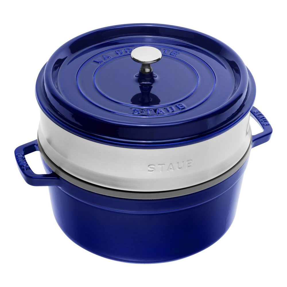 26 cm - Staub Runde Emaillierte Gusseisen-Cocotte Mit Dämpfkorb