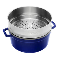 26 cm - Staub Runde Emaillierte Gusseisen-Cocotte Mit Dämpfkorb
