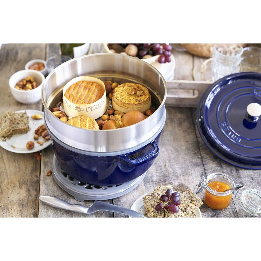 26 cm - Staub Runde Emaillierte Gusseisen-Cocotte Mit Dämpfkorb