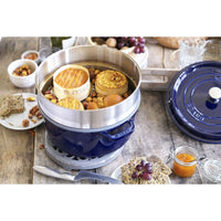 26 cm - Staub Runde Emaillierte Gusseisen-Cocotte Mit Dämpfkorb