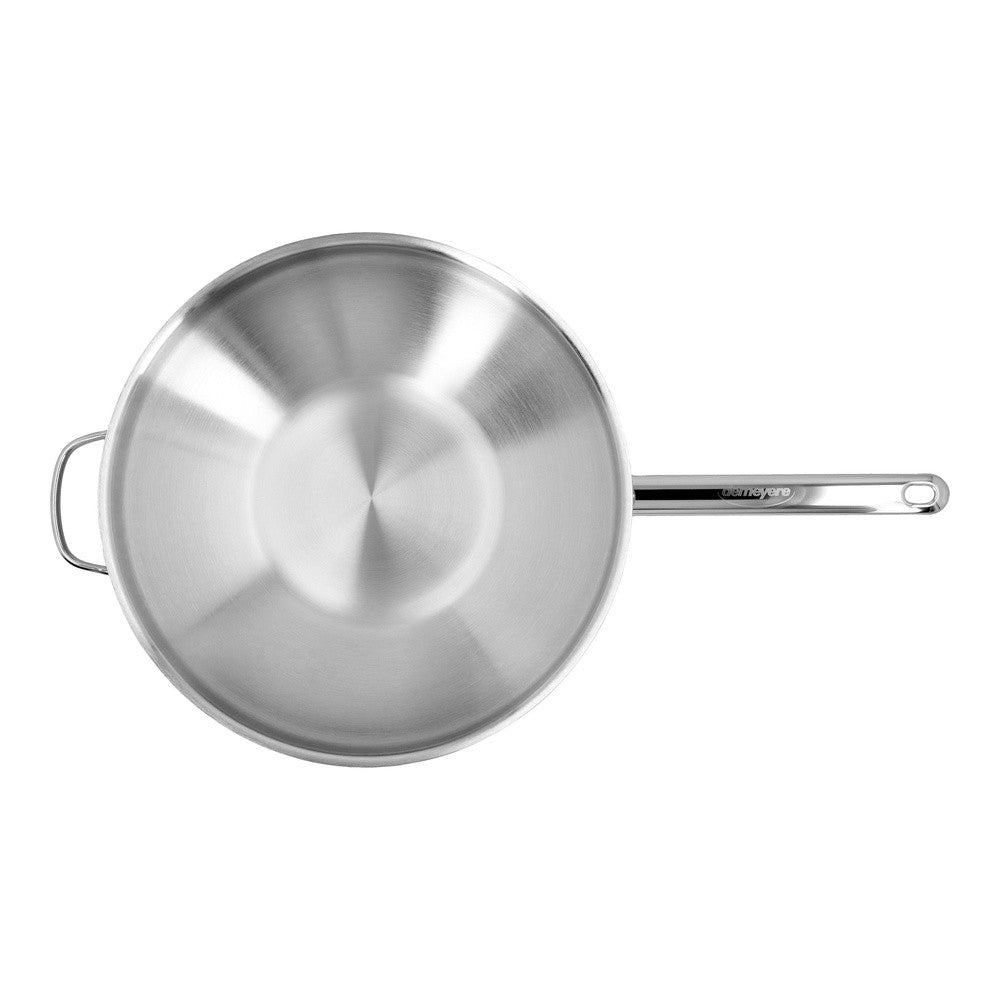 Demeyere Apollo flat-bottom wok in 18/10 stainless steel