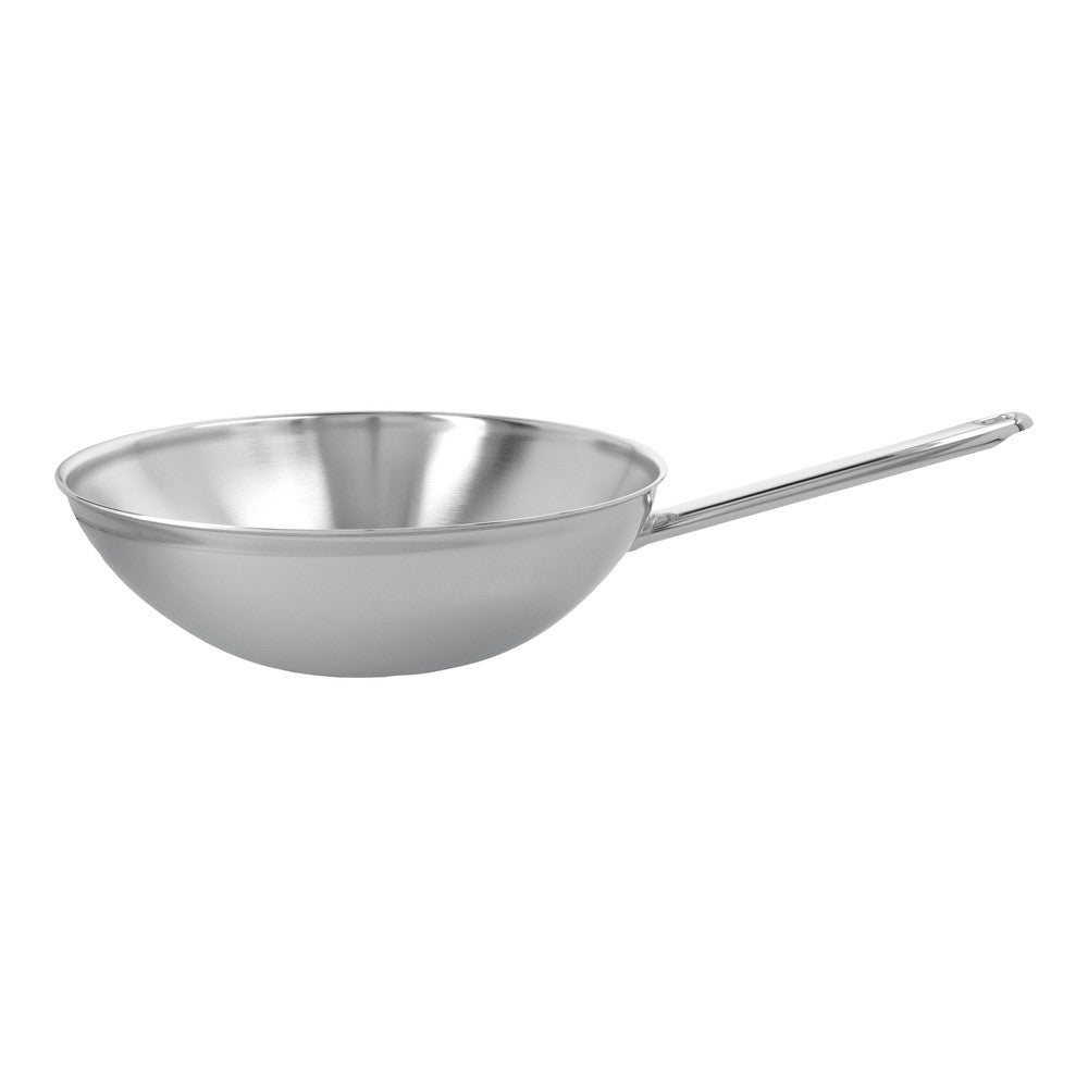 Demeyere Apollo flat-bottom wok in 18/10 stainless steel