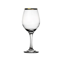 47 Cl Pasabahce Golden Touch Red Wine Glass Gold Rim in Glass Set of 6 Pieces