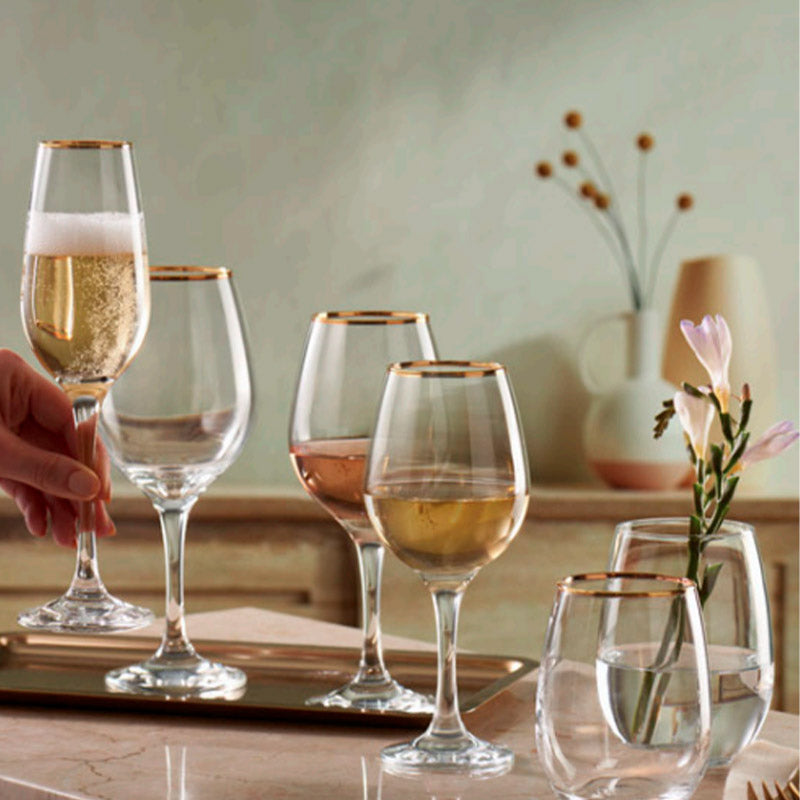 20 cl Pasabahce Golden Touch gold-rim flute glass set of 6