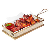 21x10 cm Paderno Tableware Buffet And Display rechteckiger Snack-Korb aus Edelstahl