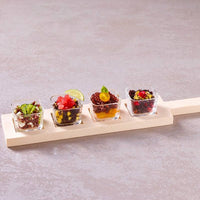 6,8 Cl Paderno Happy Hour Aperitifbecher Mit Holztablett-Ständer Set mit 5 Stück