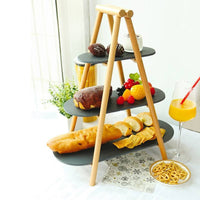 25X4 5 Cm Paderno Tableware Buffet And Display 3 Tier Stand In Wood And Slate