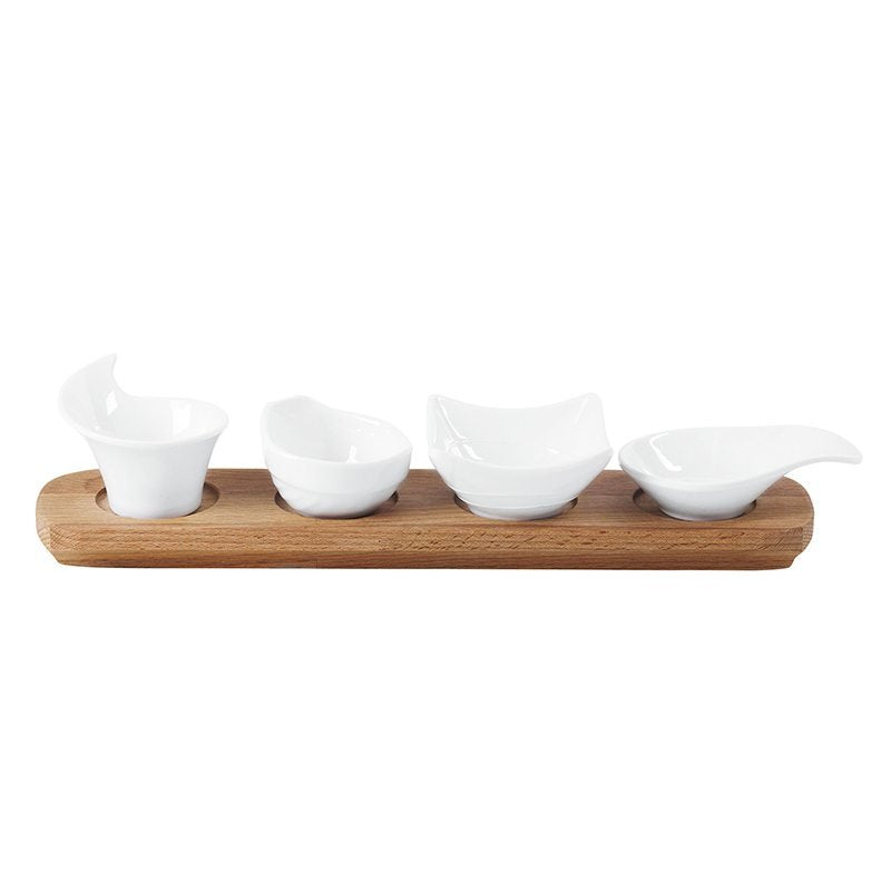 36X8 Cm Paderno Happy Hour Tablett Porta Snack mit Holzeinsätzen