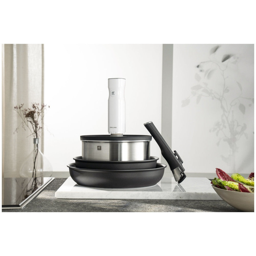 Zwilling Unlock Ceramic Titanium stapelbare pannenset met afneembare handgreep in aluminium - set 4 stuks