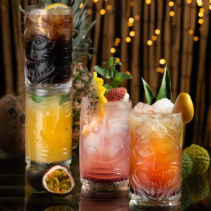 46 Cl Rcr Tiki Tarro para refrescos de vidrio Set de 4 piezas