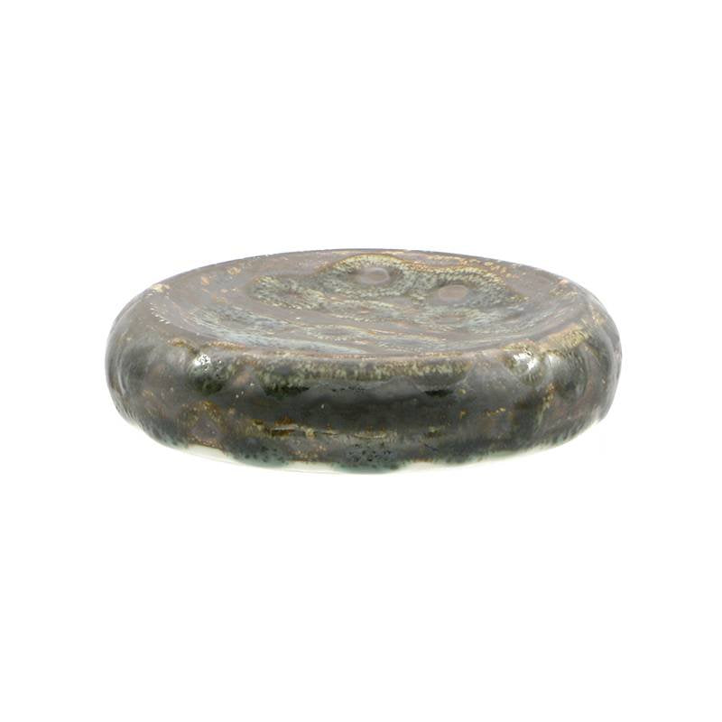12 Cm Lioness Matheria Green Round Tray Plate In Porcelain