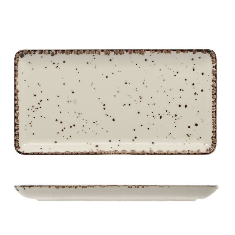27X14 Cm Lioness Cromya Cream Rectangular Serving Tray In Porcelain