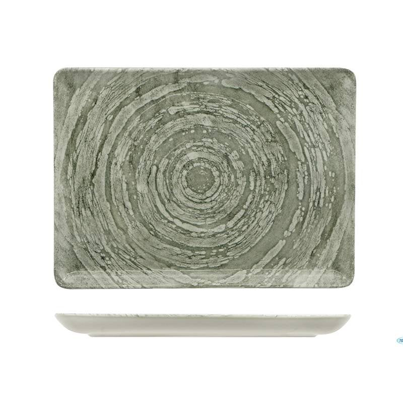 30 Cm Lioness Focus Grey Rectangular Serving Platter in Porcelain