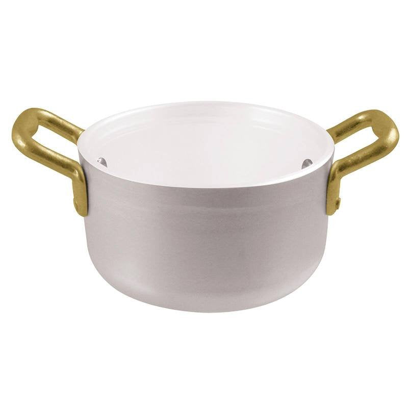 10 Cm Paderno Miniature Mini High Saucepan in Aluminum with Brass Handles