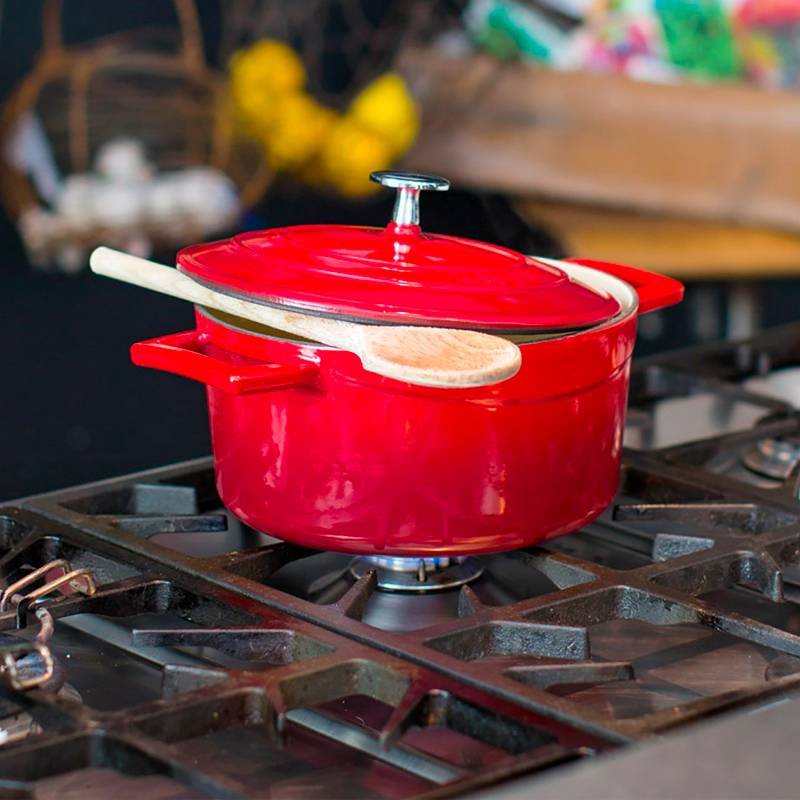 24 Cm Paderno Round Enameled Cast Iron Saucepan