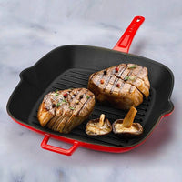 26X26 Cm Paderno Square Grill Pan with Handle in Enameled Cast Iron