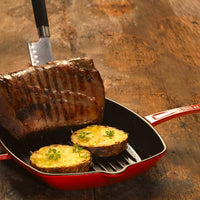 26X26 Cm Paderno Square Grill Pan with Handle in Enameled Cast Iron