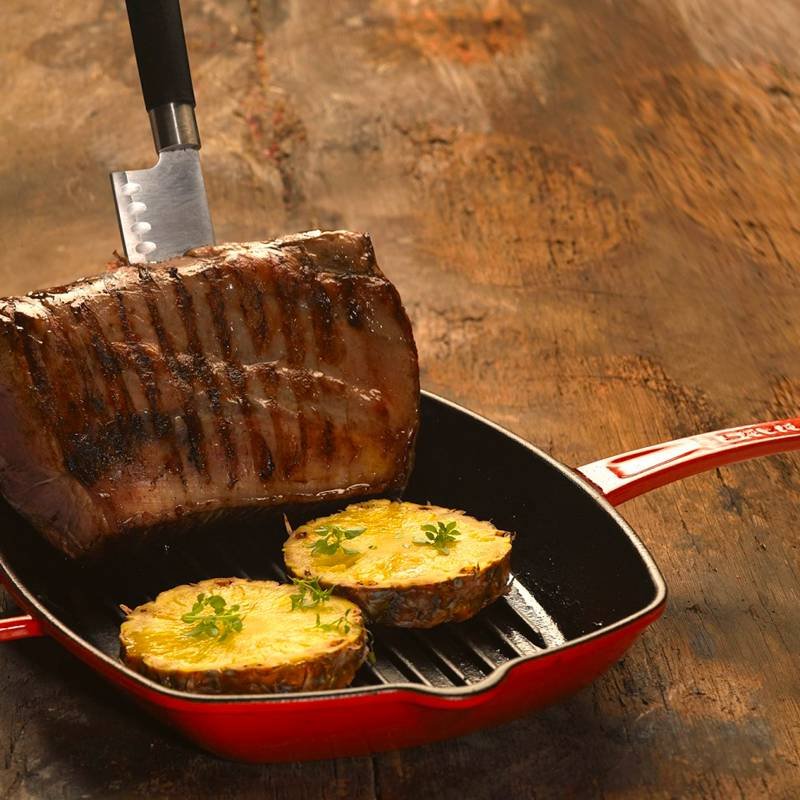 26X26 Cm Paderno Square Grill Pan with Handle in Enameled Cast Iron