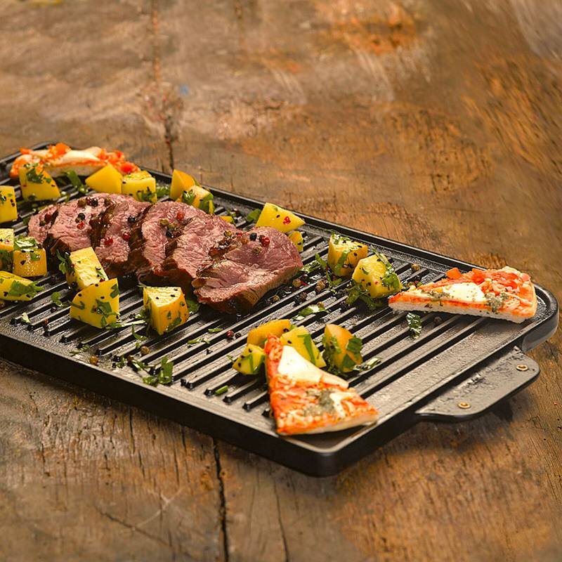26X47 Cm Paderno Plancha grill rectangular de hierro fundido esmaltado Reversible